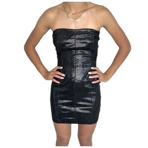 Revolve SPRWMN Goth Leather Bustier Mini Cocktail Dress XS Black NYE Designer